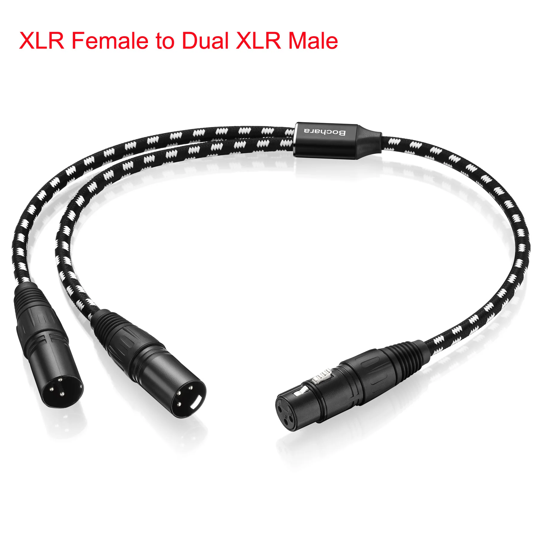 Bochara Braided XLR Male to Dual XLR Female 3pin Splitter Cable Dual(Foil+Braided) Shielded For Microphone Mixer Amplifier 50cm