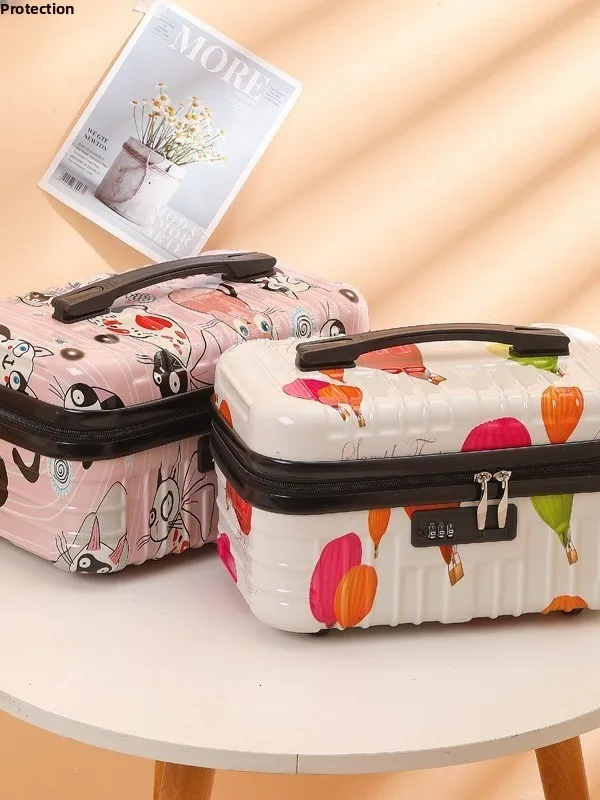

Password Lo Storage Box with Lo Document Cosmetic Storage Case Small Handheld Box Canvas Zipper Closure Casual Use