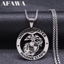 United State Marine Corps Pendant Necklace Stainless Steel Silver Color Commemorative Necklaces Jewelry chaine homme N6183
