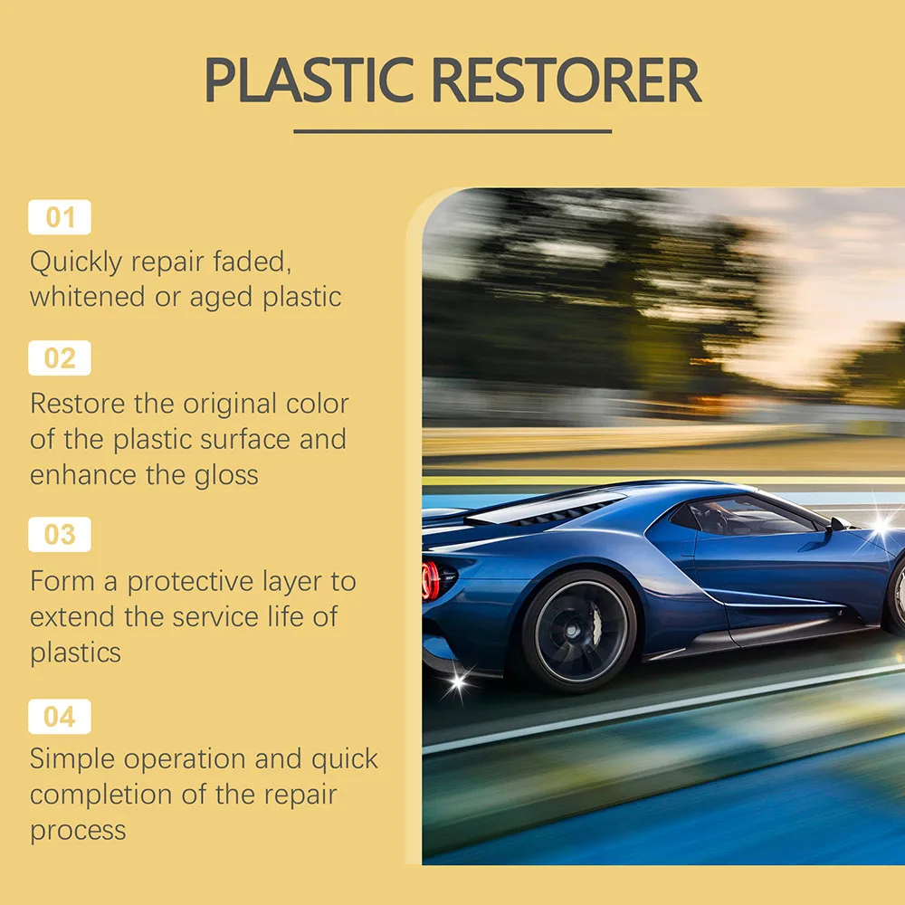 Restaurador de plástico, productos de limpieza de automóviles, restaurador de cuero, revestimiento cerámico automotriz, agente de restauración de plástico, reparación de brillo, 50ml