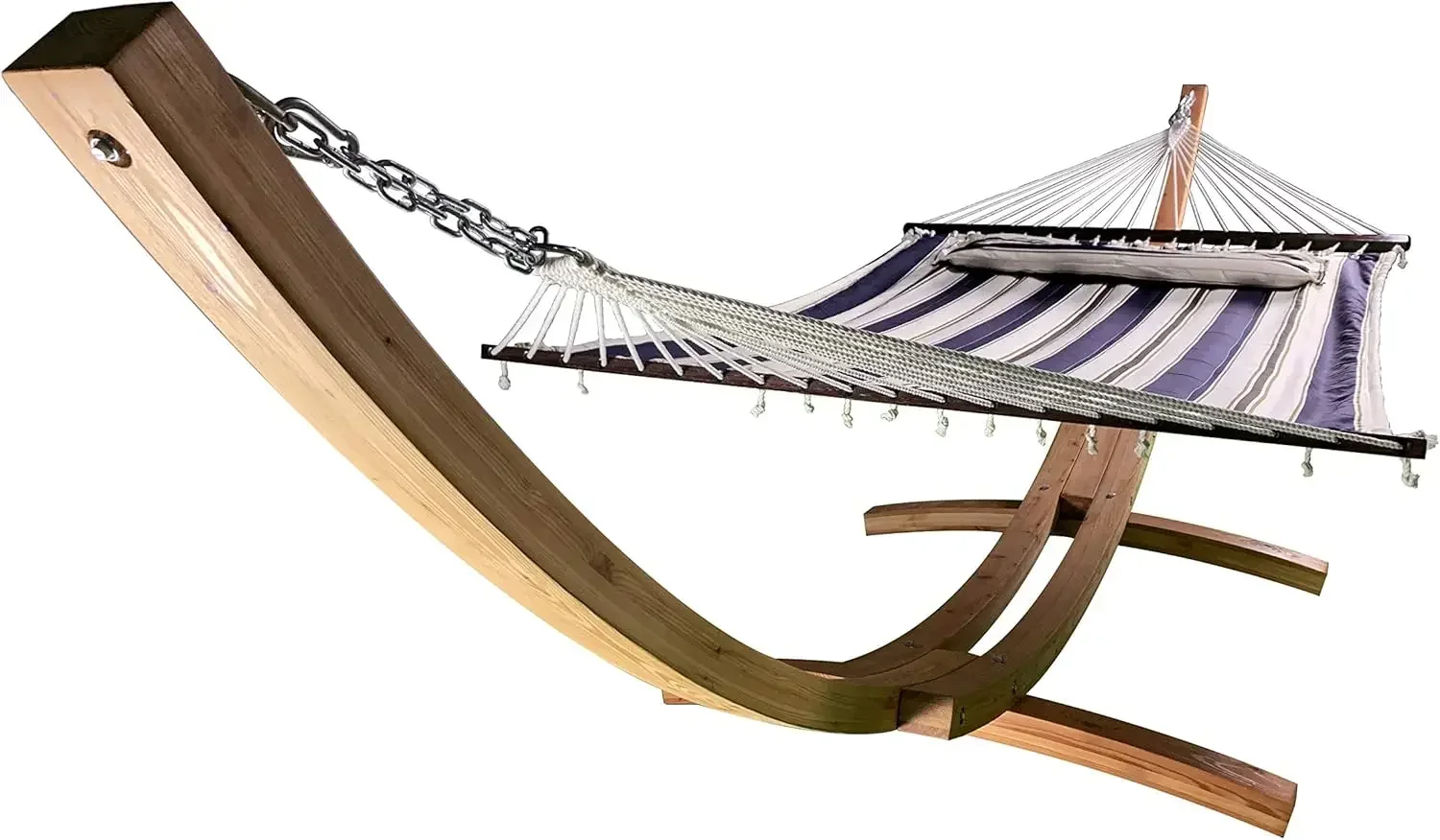 

14 Ft. Wooden Arc Hammock Stand + Deluxe Quilted Double Padded Hammock Bed w/Pillow. 2 Person Bed. 450 LB Capacity