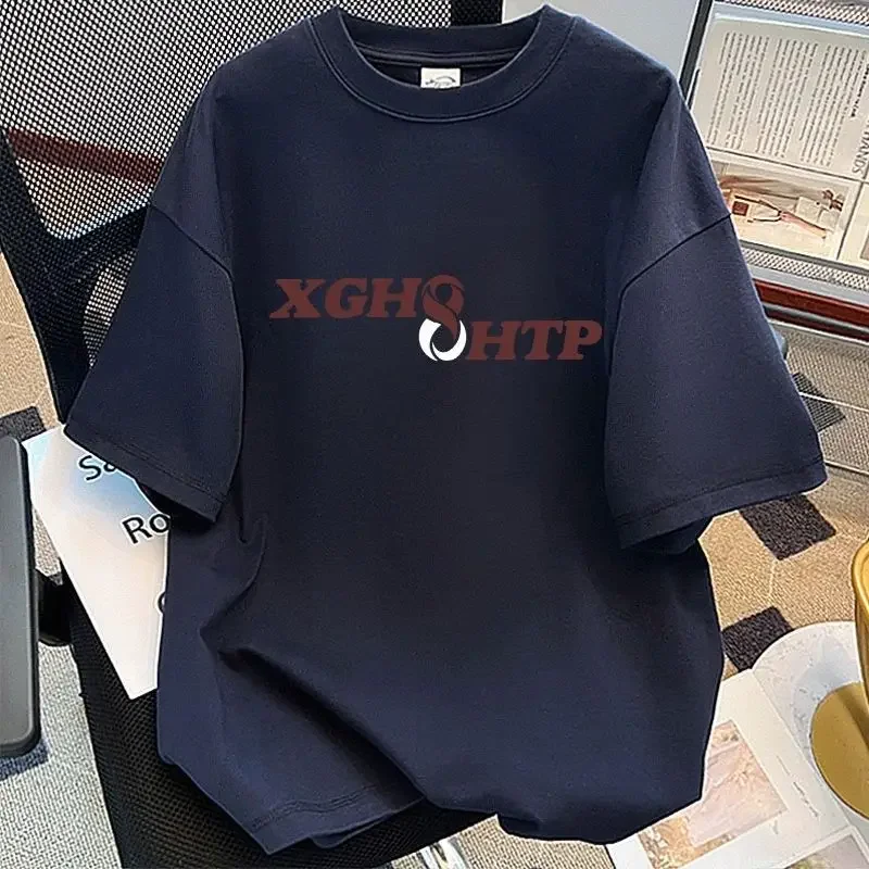 LIBIELIY Fashion O-Neck Casual Printed Letter T-Shirts Men's Clothing 2025 Summer New Loose Korean Pullovers Tops Young Style Te