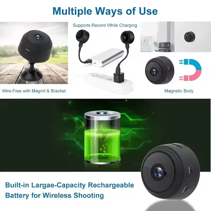 Miniaturowa kamera WiFi HD 1080P Niania Elektroniczna Wewnętrzna Bezpieczeństwo Monitoring Nocny Wizjer Kamery IP Rejestrator Audio Wideo