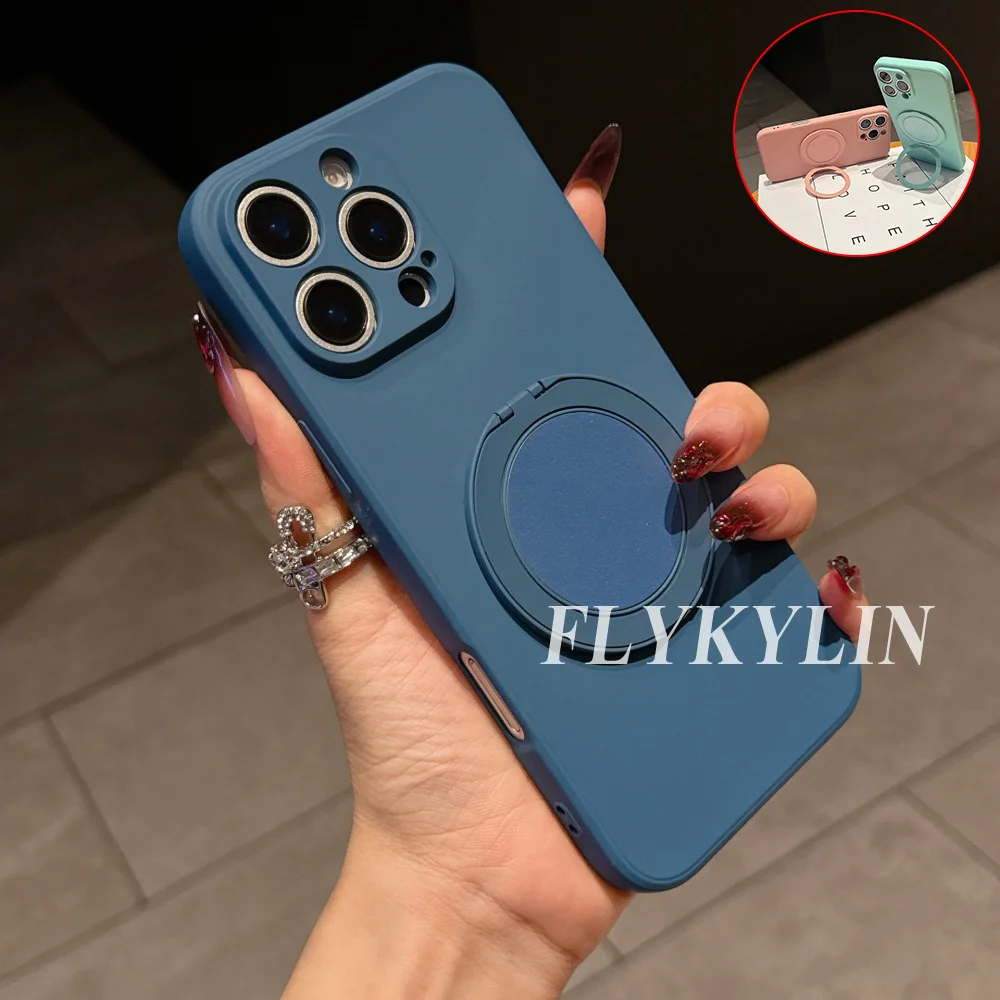 Phone Case For Huawei Pura 70 Plus P60 P50 P40 P30 P20 Pro Mate 70 60 50 40 30 360° Rotate Stand Holder Liquid Silicone shell