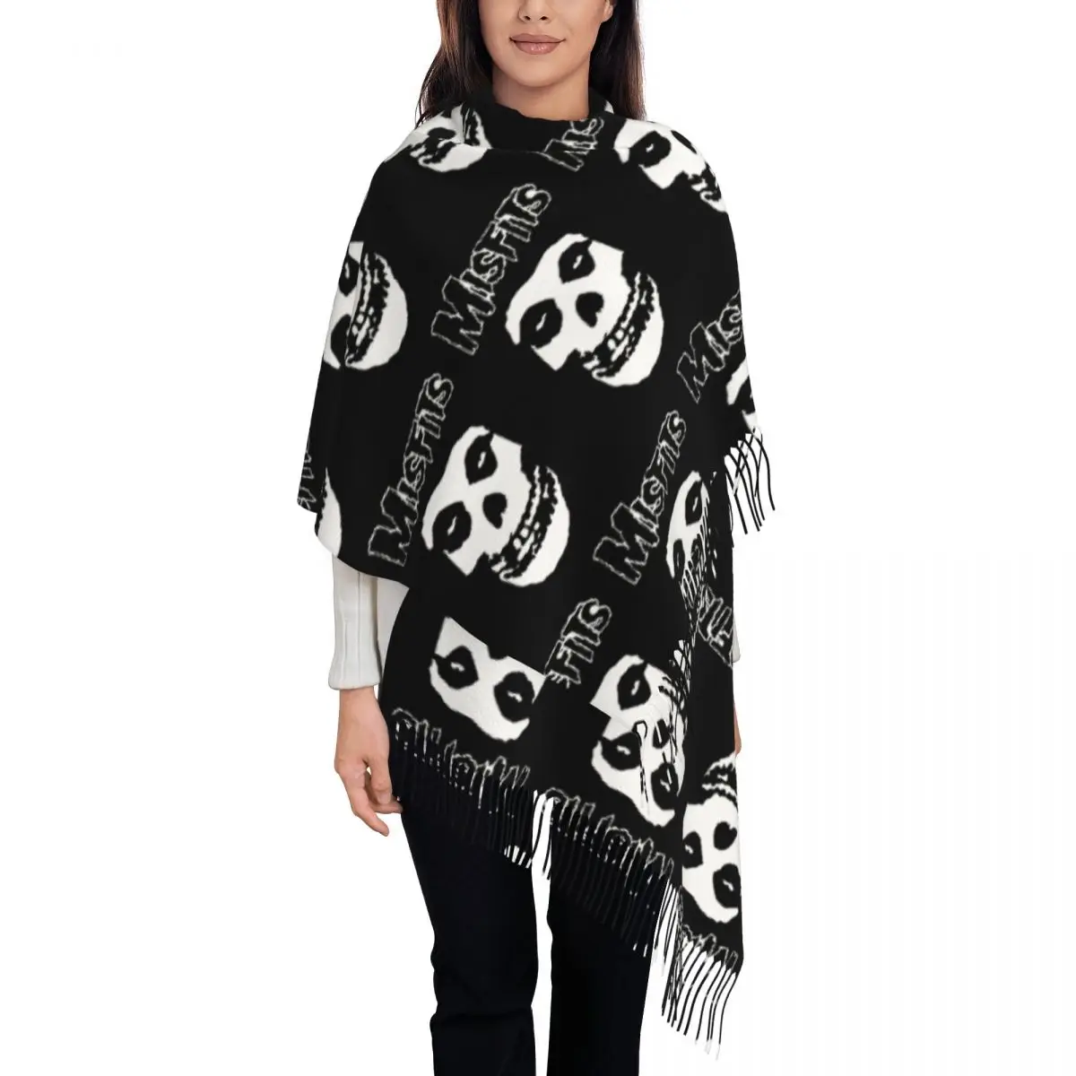 Misfits Scarf for Womens Winter Warm Pashmina Shawls and Wrap Long Large Scarves with Tassel for Ladies