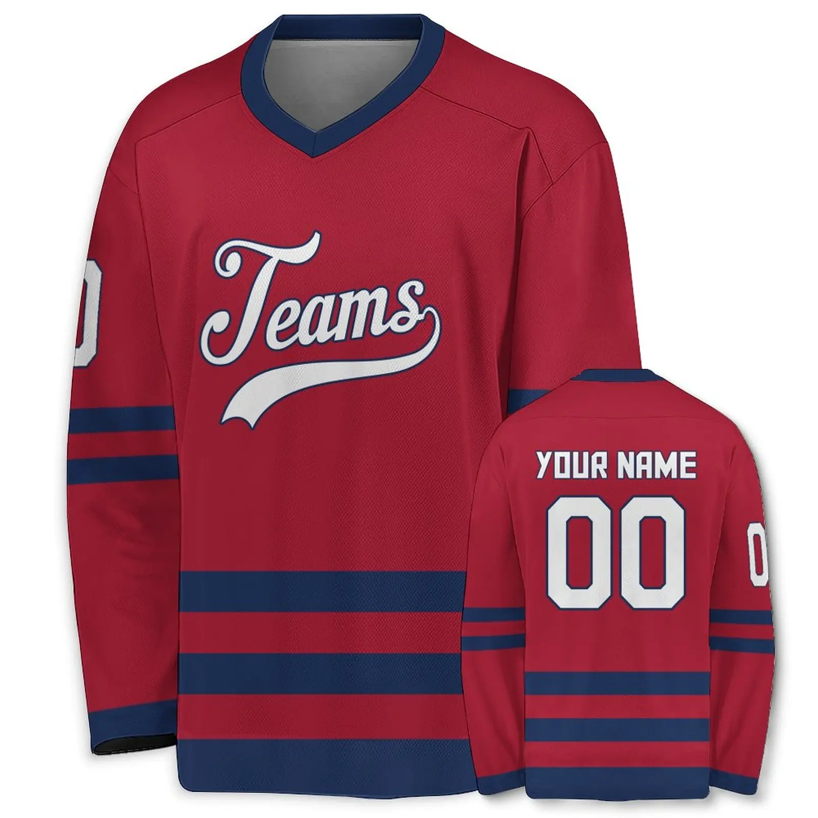 Custom Hockey Jersey for Men Women Youth Kids Red Navy-White Hockey Printing Team Name Number Tracksuit Hockey Fans Gifts S-6XL