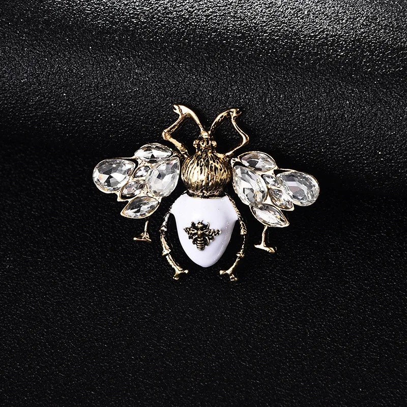 Creative Cute Insect Brooch Drip Oil Rhinestone Bee Beetle Animal Brooches Fashion Corsage Clothing Accessories Universal Pins