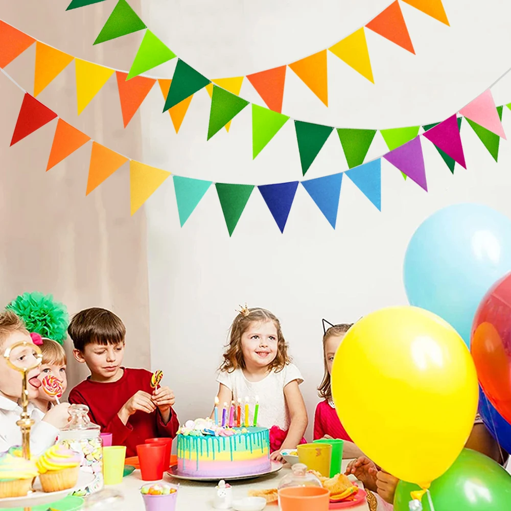 Colorful Pennant Felt Banner Handmade Bunting Flags Baby Shower Wedding Party Festival Garland Flags Outdoor Decoration Supplies
