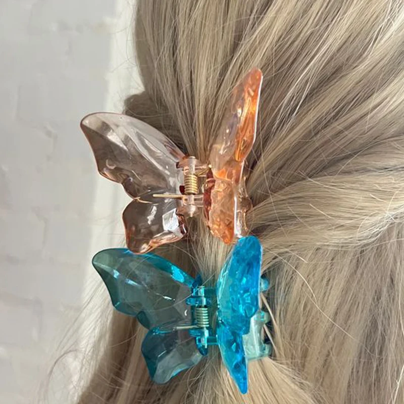 Crystal Butterfly Tassel Hair Claw Horsetail Hair Crab Clip Ladies Sweet Pendant Hair Claw Headdress Grab Clip Wholesale