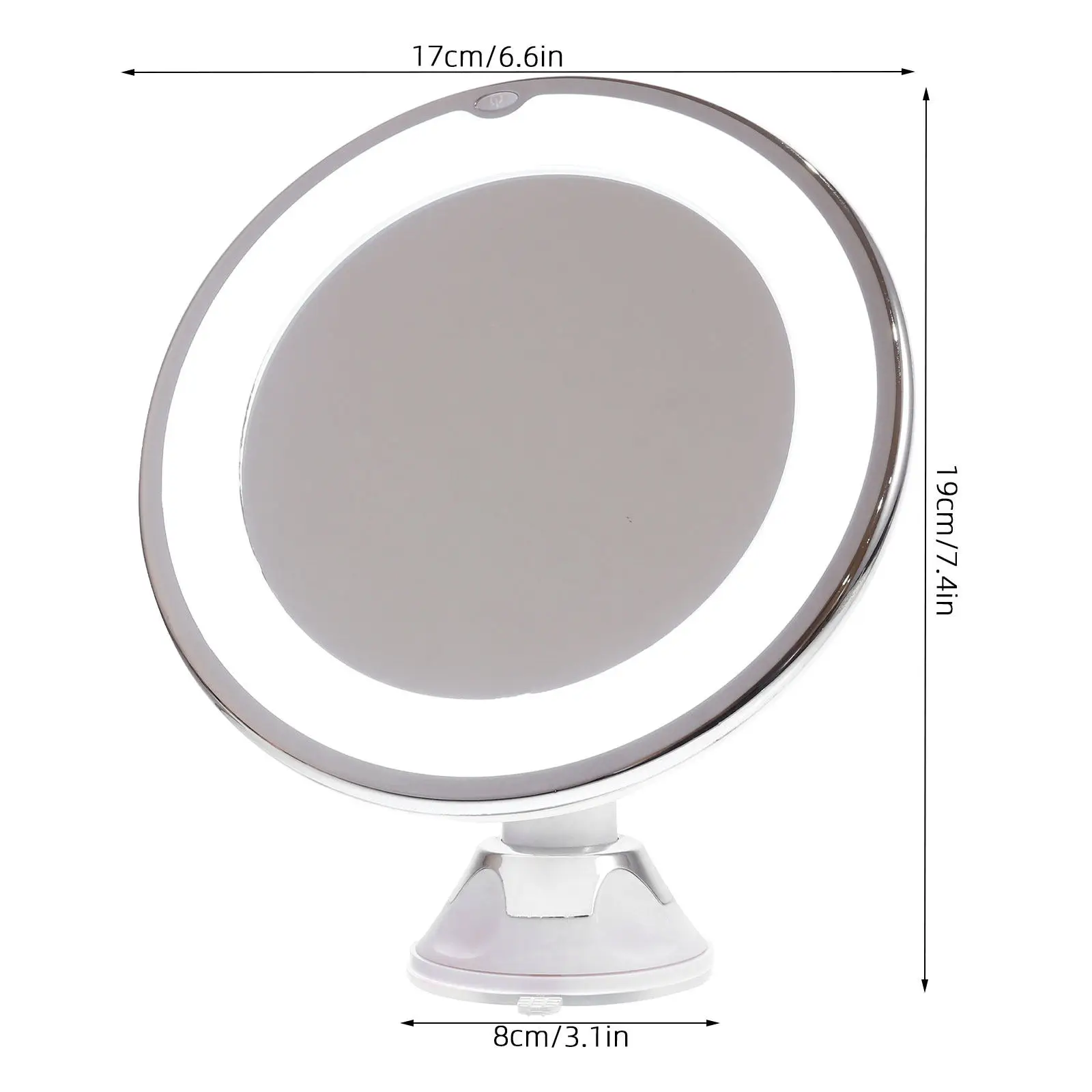 10X Magnifying LED Makeup Mirror Suction Cup for Bathroom Vanity Tabletop Use Pore Check Eyebrow Grooming False Lash Application