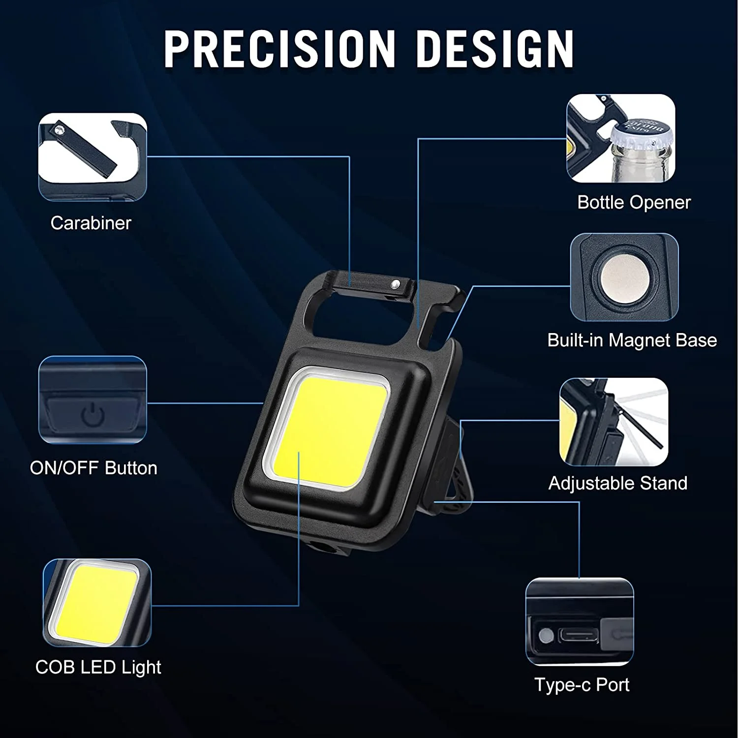 800 Lumen Emergency Lights Mini LED Flashlight Portable USB Rechargeable Bright Lamps Key Chain Pocket Flashlights