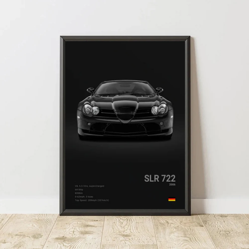 Frameless 3-A Famous Cars SLR 722 G63 Canvas Wall Art Print Poster A45 S C63 Decorative Mural Modern Home Decor Birthday Gift Un
