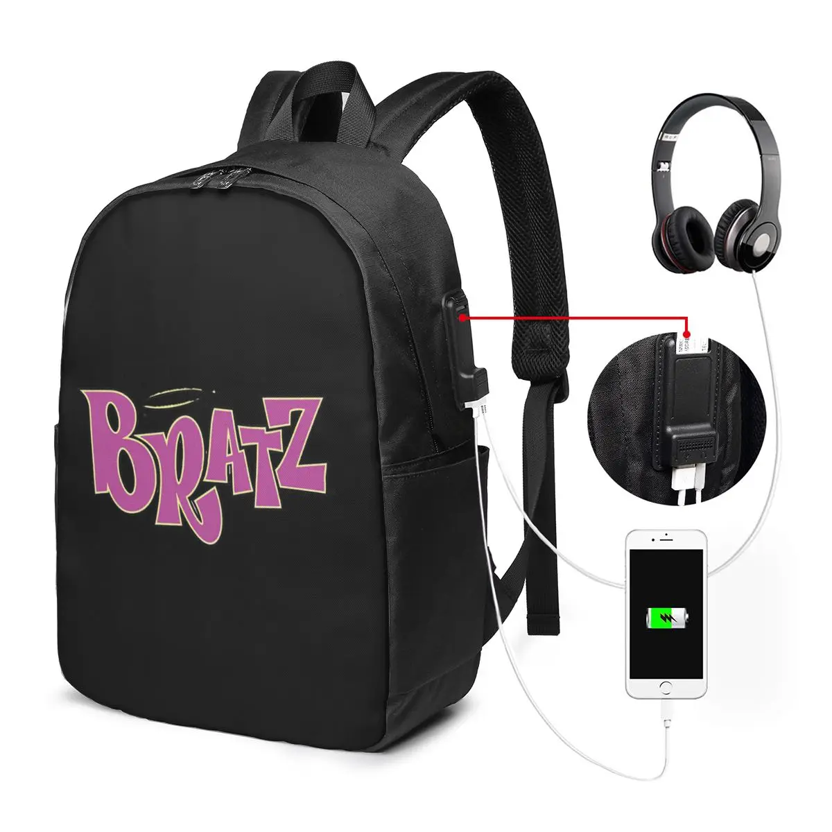 Bratz Logo Backpack Travel Notebook Bag Computer College Student School Bag Laptop Shoulder Bags for Men Women
