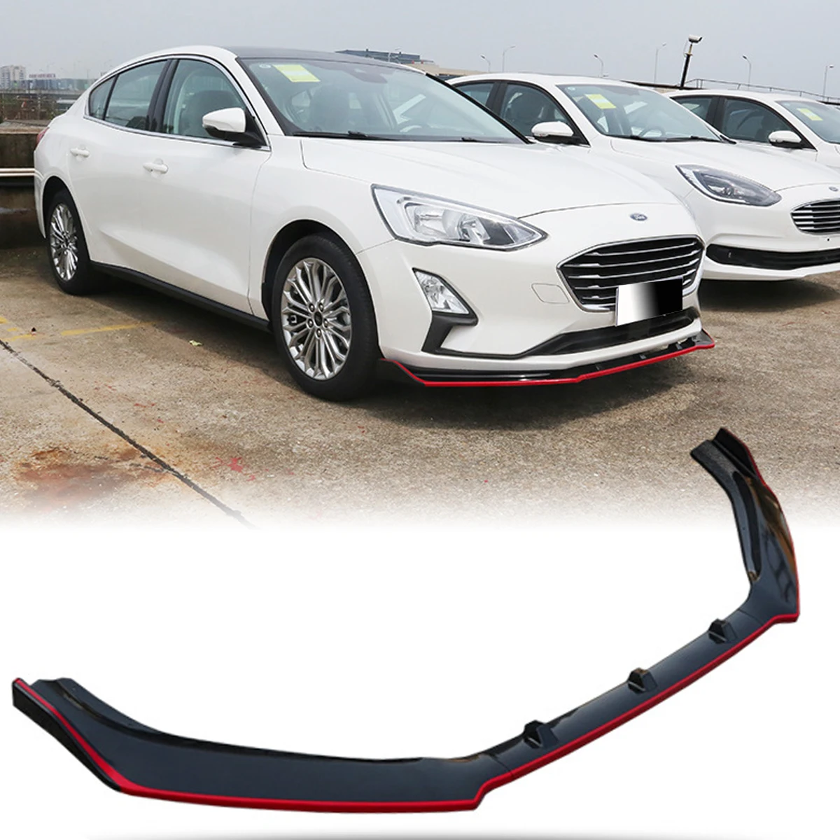 

3PCS Glossy Black Front Bumper Lip Side Spoiler Splitter Guard Protection Body Kit For Ford Focus 2019 Car Accessories