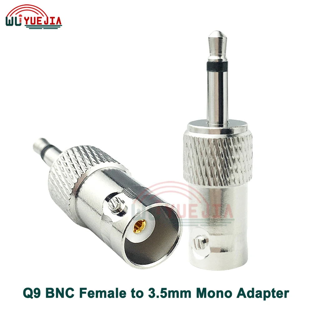 BNC Fêmea Jack para 3.5mm Mono 1/8 "macho Plug RF Coaxial Adaptador Conector, niquelagem de latão, alta qualidade, Q9, 1Pc