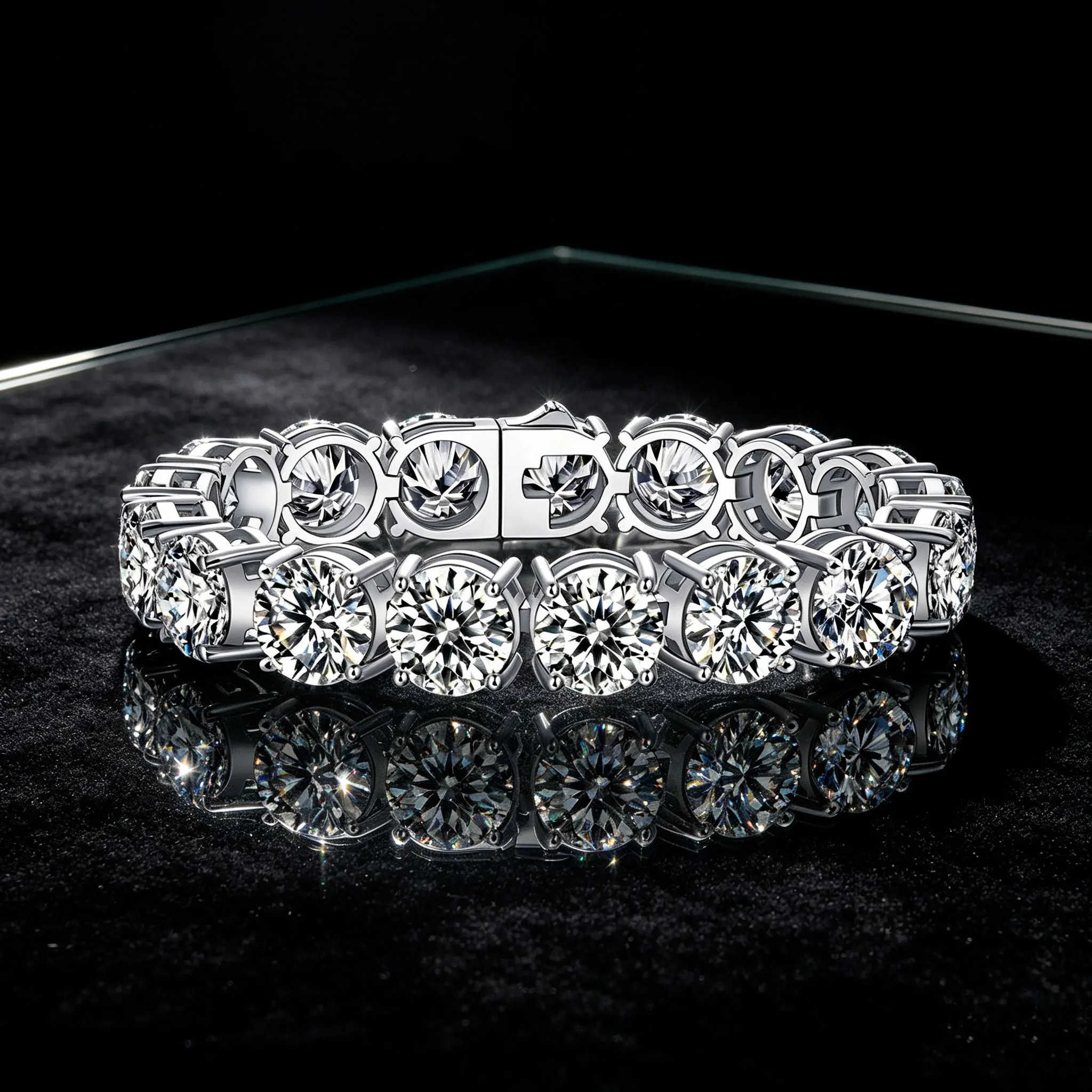 Iced 925 Sterling Silver Round Cut Tennis Bracelet 11mm Fashion Trend Accessory for Men And Women Rap Singer Inspired Jewelry Christmas Halloween Wedding Engagement Gift