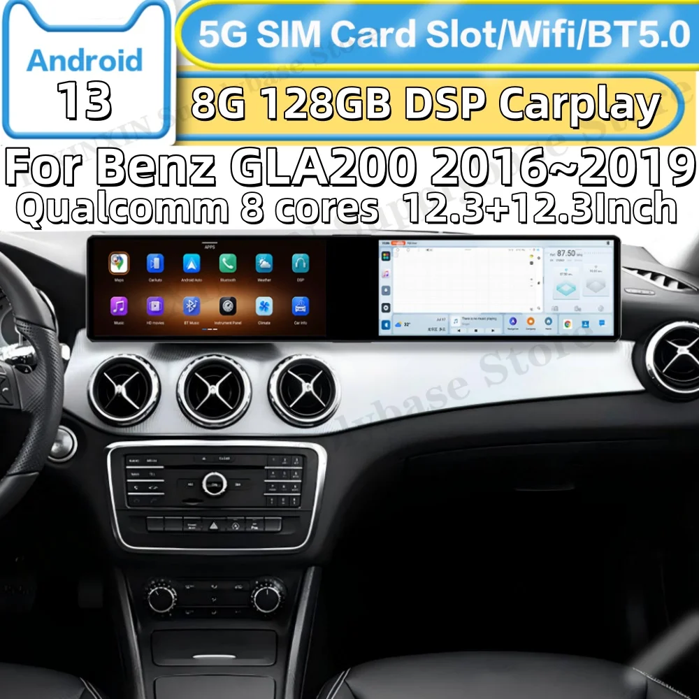Dual-screen Interaction Android For Mercedes-Benz GLA200 2016~2019 Car Radio Stereo Multimedia Player GPS Navigation Head Unit