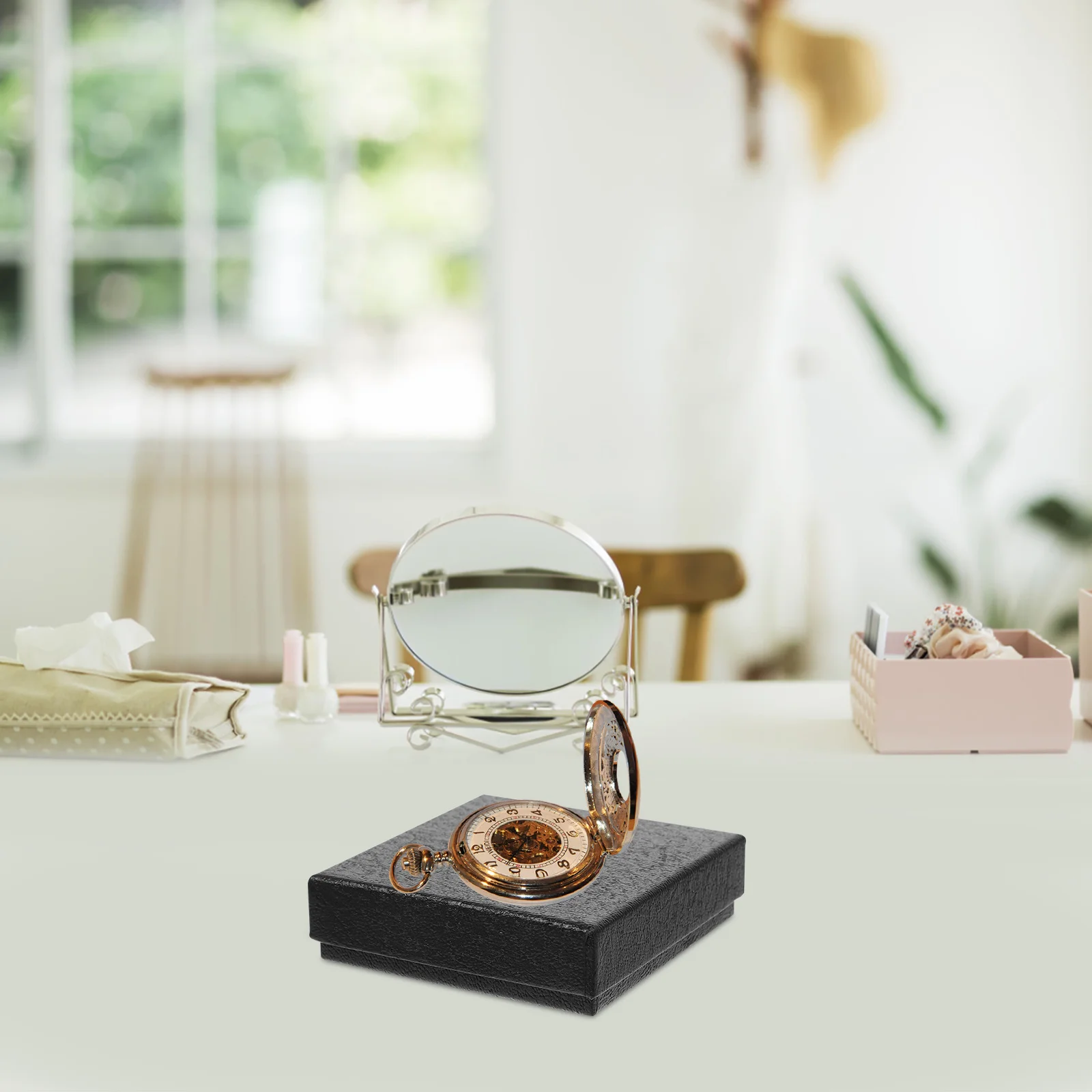 

4pcs Pocket Box 47Mm Cardboard Storage Organizer For Men Watch Case Display On Dressing Table Pocket Watch Storage Box