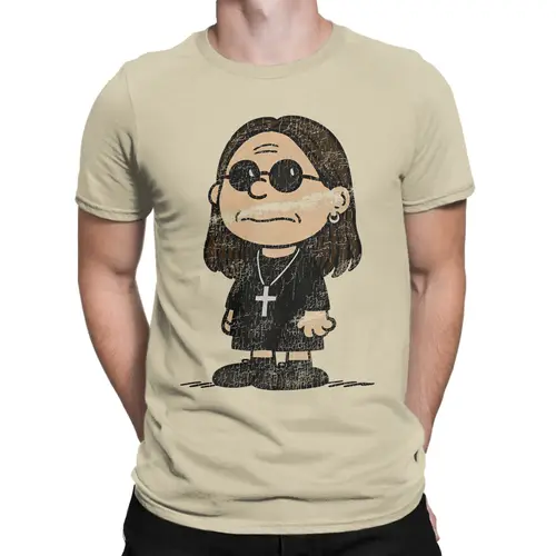 Imagen 2 del producto Camiseta para hombre Ozzy Osbourne y Charlie Brown inspirado novedad Camiseta de algodón camisetas de manga corta cuello redondo Tops Idea de regalo