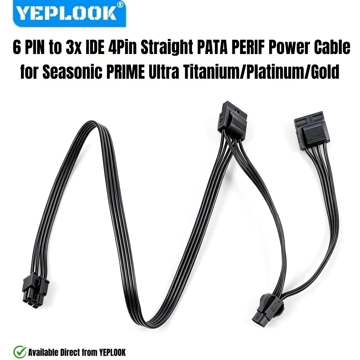 6PIN to 3x IDE 4PIN PATA PERIF Power Cable for Seasonic PRIME Ultra 1300W, 1000W, 850W, 750W, 650W