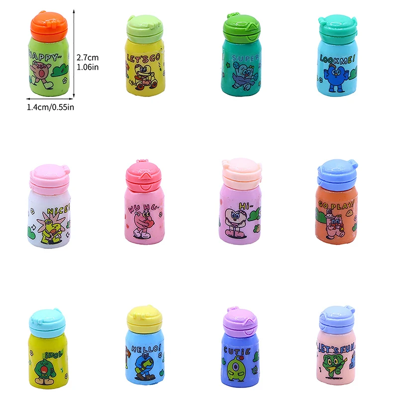 2 Stuks Poppenhuis Meubels Mini Kinder Thermos Beker Model Simuleert Cartoon Water Cup Model