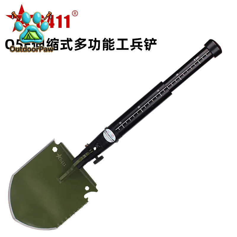 6411 Factory Q5E Multifunctional Engineer Shovel Retractable Outdoor Engineer China Camping Vehicle Steel Shovel