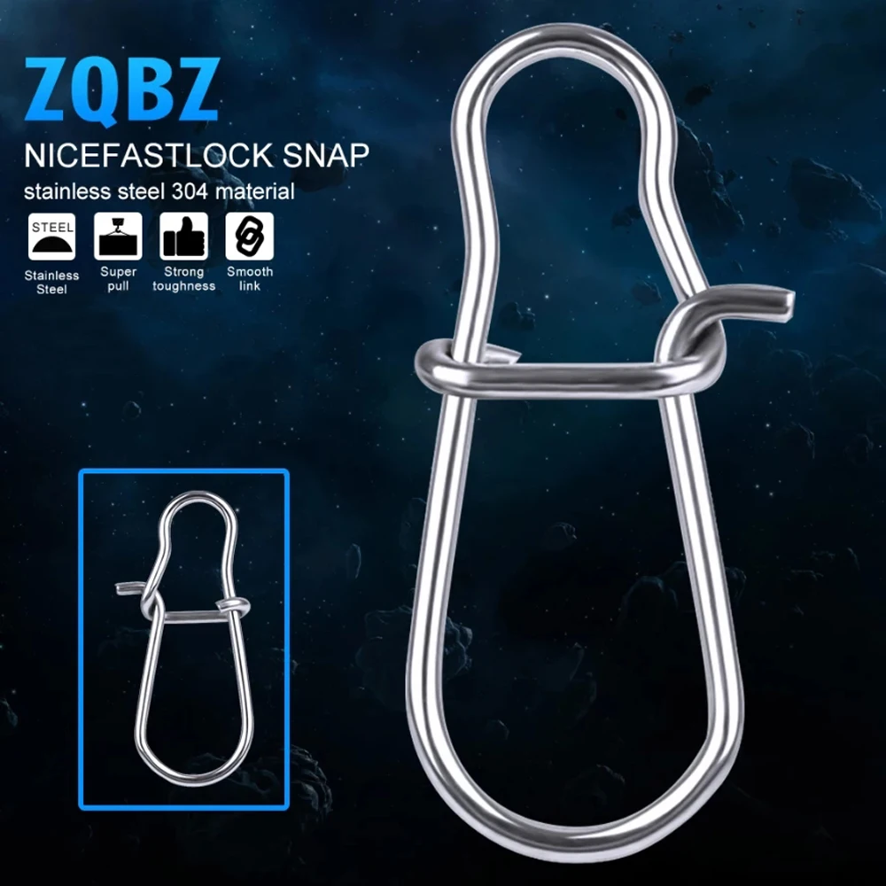 PROBEROS Lot 100pcs Nice Fastlock Snap Fishing Barrel Swivel safety snap 12mm-33.5mm Swivel Snap 0#-8# fishing swivels Zqbz