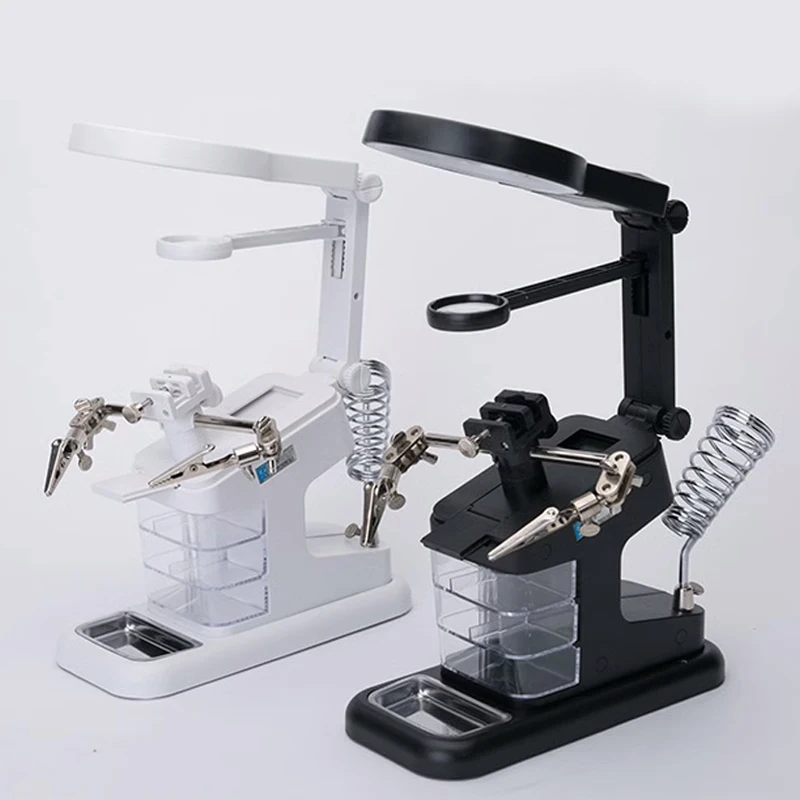 Desktop Multi Magnification Magnifying Glass With LED Light Maintenance Work Mobile Phone Electronic USB Welding Work Table Lamp