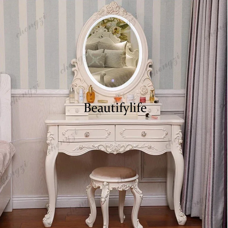 F182  Aesthetic Dressing Table Design Vintage White Modern Dressing Table Texture Cabinet Coiffeuse De Chambre Home Furnit