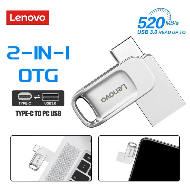 Lenovo 2TB 1TB USB Flash Drive OTG Type-C Pendrive 512GB Dual Pen Drive Flash Usb Memories 128GB Storage Devices For Ps5/ps4