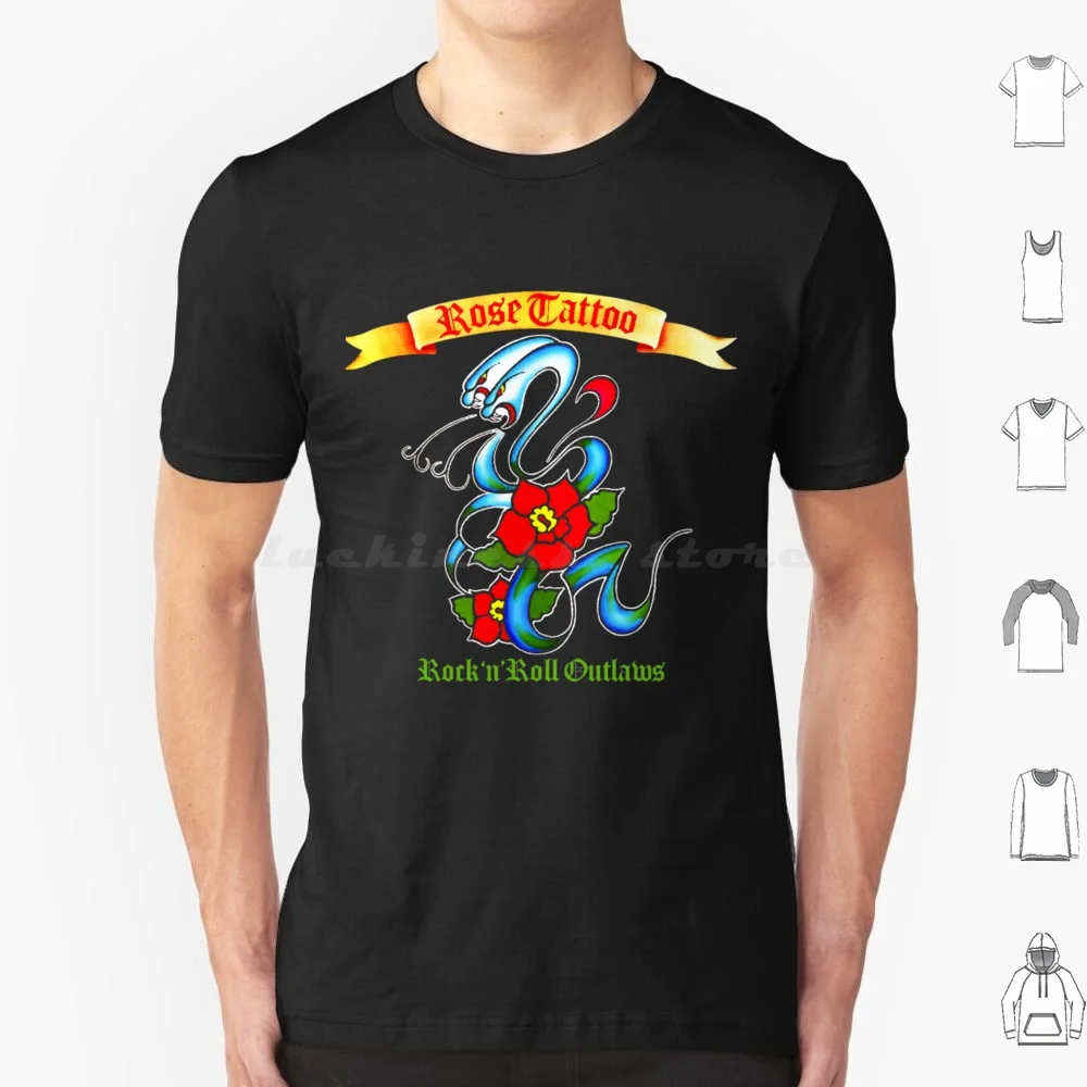 Art 03 Rose Tattoo Rock And Roll Outlaws T Shirt Big Size 100% Cotton Art 03 Rose Tattoo And Roll Outlaws 99rb Tattoo