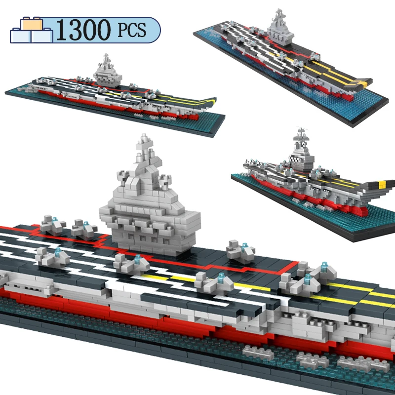 1300pcs Mini City Military Navy Missile Cruiser Ship Building Blocks Warship Boat Bricks Educational Toys for Children Gifts