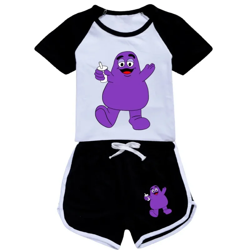 Children Clothing for Boys Girls Grimace Shake Sleepwear Autumn Clothe Short Long Sleeve Pajamas Kids Tops and Pants Outfits Set