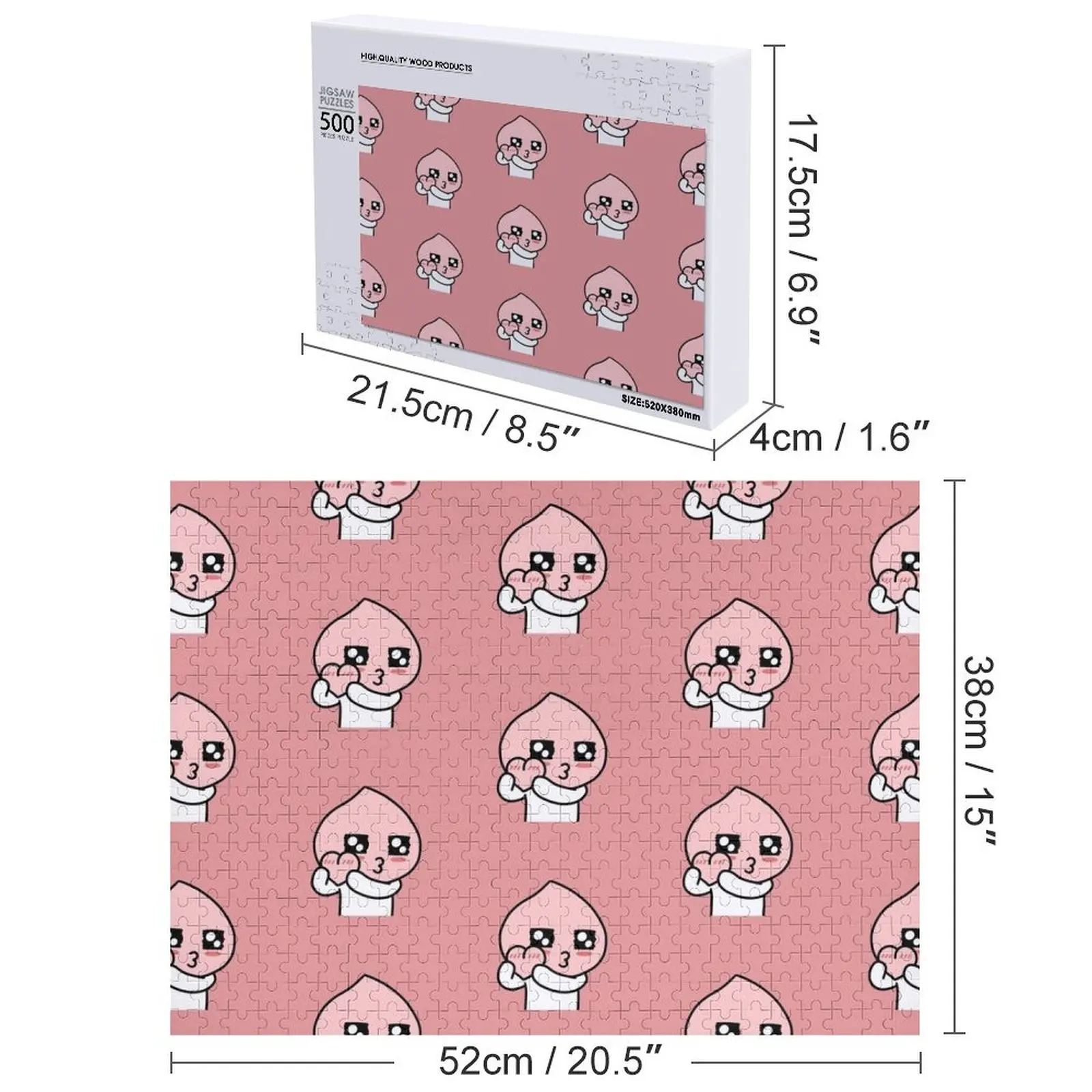 Apeach Heart Heart Apeach Peachy Heart for You Rompecabezas Nombre de madera Rompecabezas de animales de madera personalizado