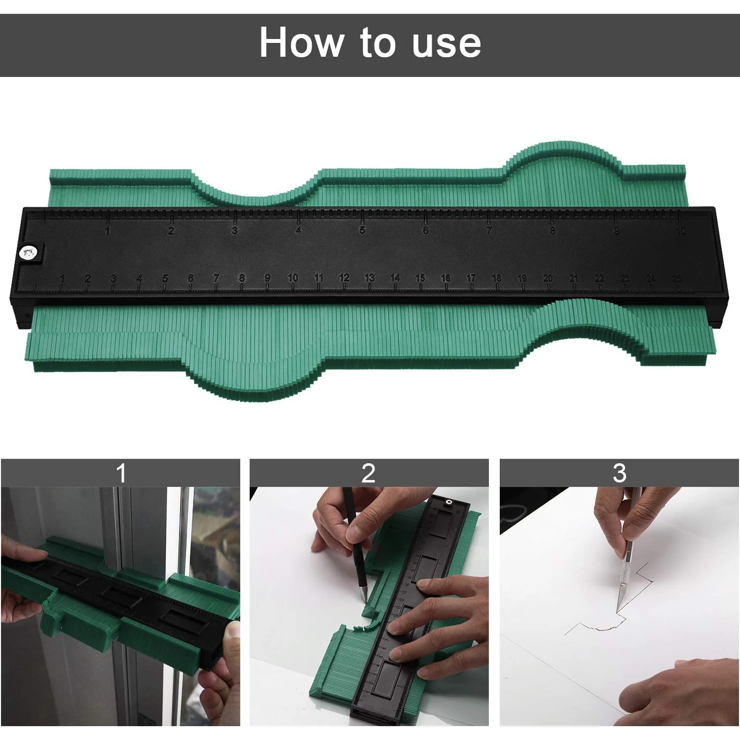 -AT52 10 Inch Contour Gauge Plastic Profile Gauge Multifunctional Shape Duplicator Edge Shaping Measure Ruler For Professional P