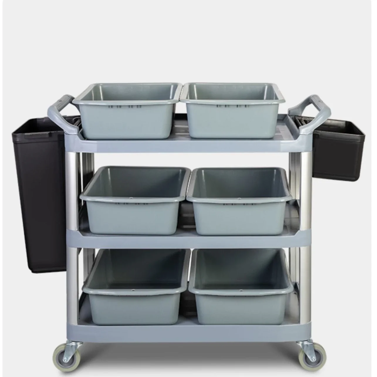 

Factory China Heavy Duty 3 Tier Plastic Hotel Folding Dining Food Serving Cart Trolley for Restaurant