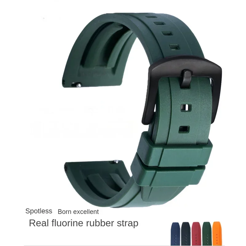 Dust-Free Silicone Watch Strap for Huawei GT2 Longines Omega Seiko Rolex Green Black Water Ghost Watchband Accessories 20 22mm