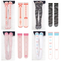 3D Printing Women Over the Knee Stockings Spring Summer Thin Lolita Sexy Sweet Bow Rabbit Cute Cosplay Thigh Stockings Pink