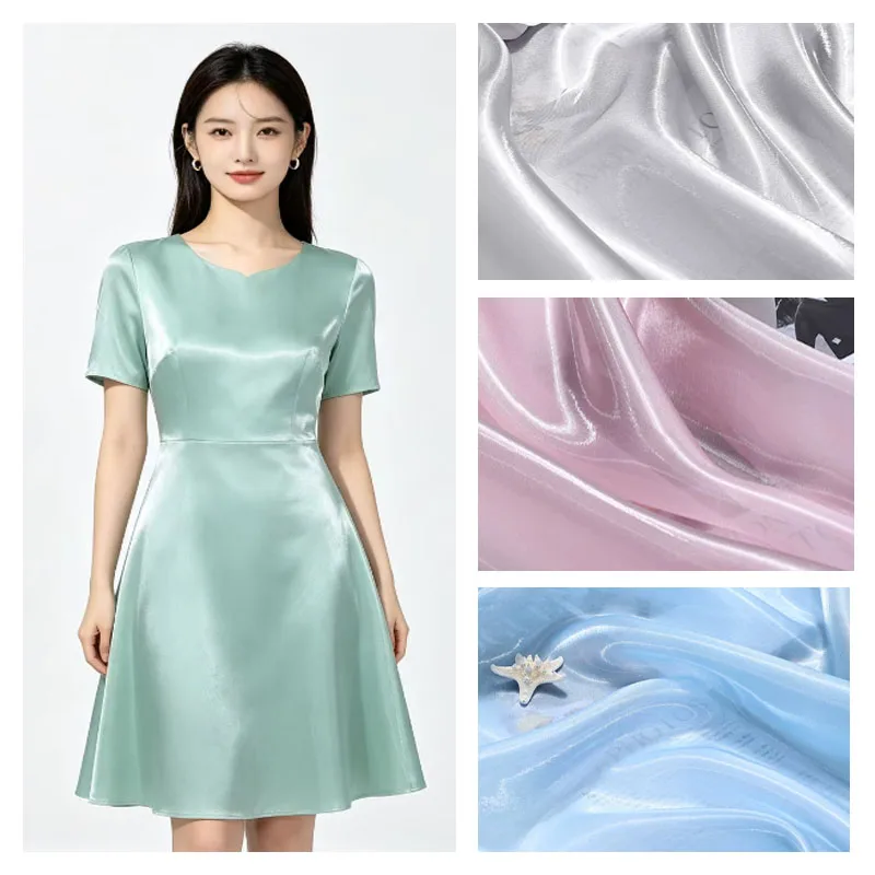 Lustrous Liquid Water Gloss Organza Fabric Plain By Meter for Hanfu Skirt Dresses Decoration Sewing Thin Breathable Textile Soft