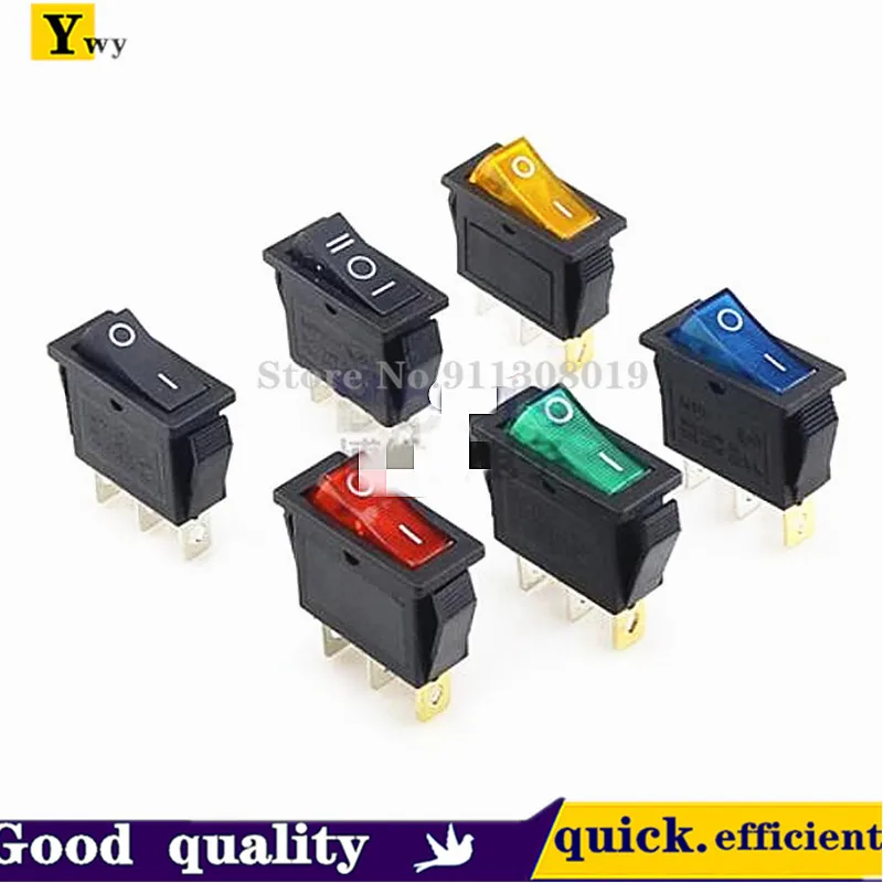 5PCS/LOT KCD3 Electric Pot Power Switch High-Power Ship Type Switch Rocker Button With Light, 3 Legs, 2 Gears