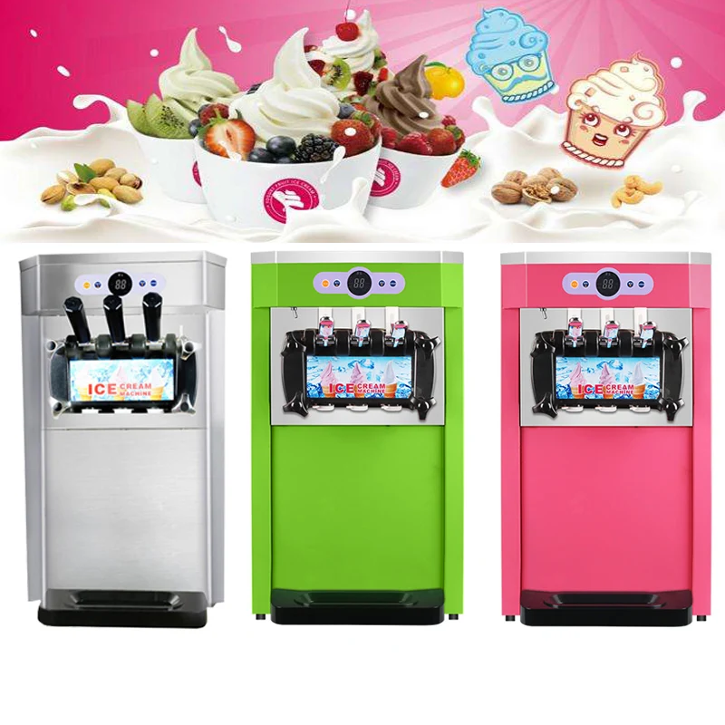 

Three Flavors Soft Ice Cream Machine Commercial Electric Desktop Ice Cream Makers 110V 220V