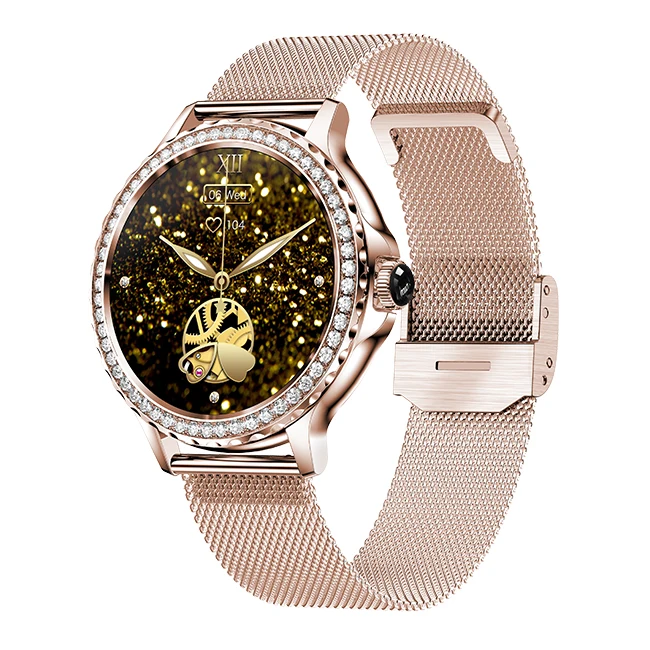 Fashion Gold Color Smart Watch NX19 1.3 INCH Round Screen Call IP67 Waterproof Smartwatch for Women