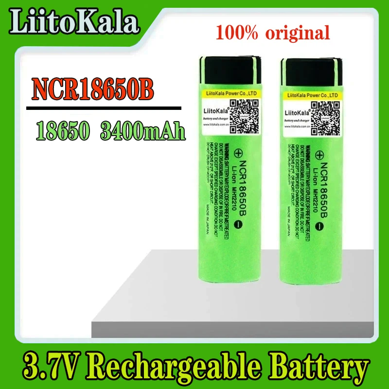 1-20PCS LiitoKala 100% New Original NCR 3.7V 3400 mAh 18650 Lithium 18650B Rechargeable Battery Flashlight batteries