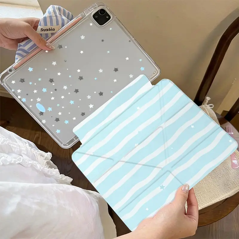 Anti-Bending 3+Y Fold Case For iPad A16 2025 11th Air11/13inch IPad Mini6 8.3 Pro 11 2024 iPad10.2 7/8/9th 4/5th 10.9