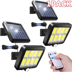 100/120/160COB güneş bölünmüş duvar lambası 3 modu su geçirmez hareket sensörü bahçe sokak işıkları Solar lamba bahçe güvenlik duvarı işık