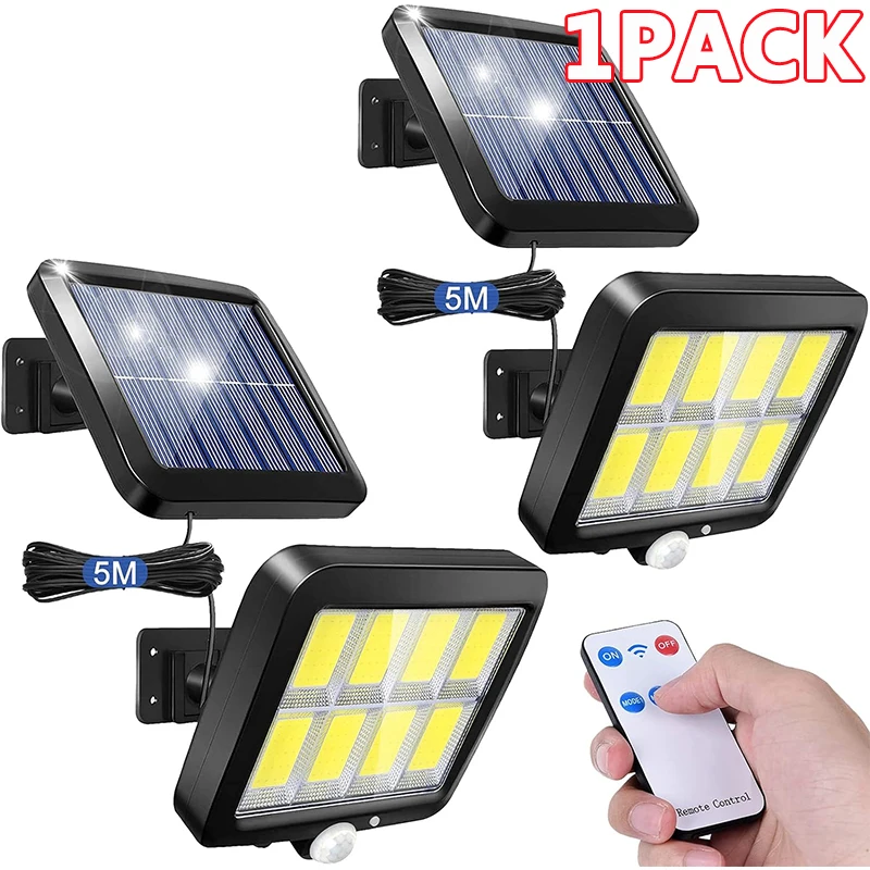 solar dividir lampada de parede com sensor de movimento waterproof street lights jardim seguranca luz modos 100 cob 120 cob 160cob 01