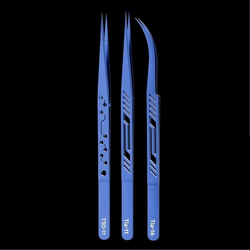 Anti Magnetic Titanium Alloy Tweezers Curved Tip Anti-Corrosion Forceps Electronic Chip Flying Wire Repair Tools