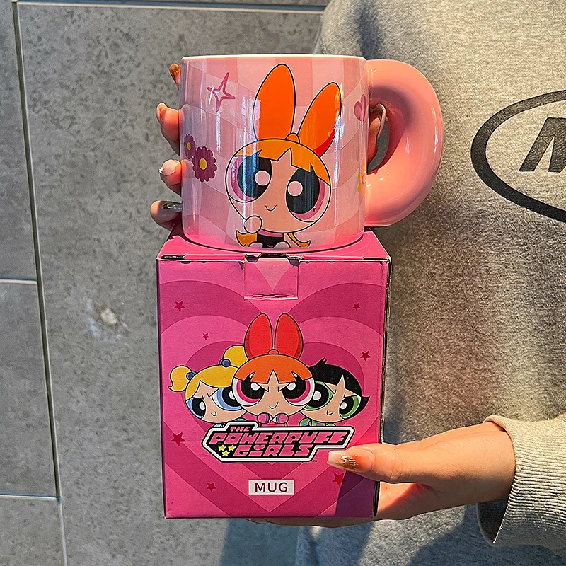 Buttercup Blossom Bubbles The Powerpuff Girls Cute Cartoon Water Cup Kawaii Mug Lovely Ceramic Coffee Cup Periphery Holiday Gift