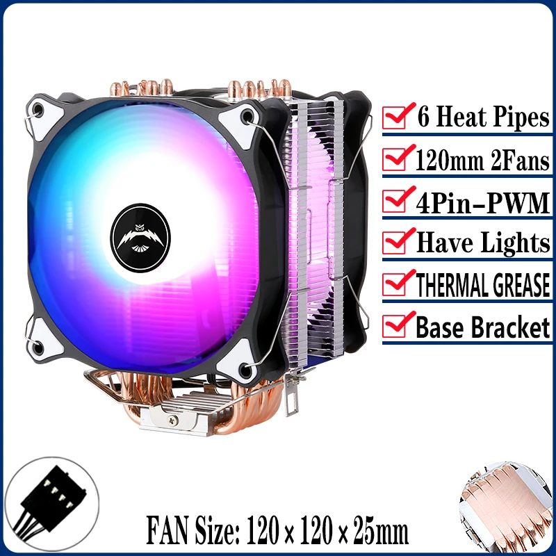 6Heat pipes 2Fan4pin