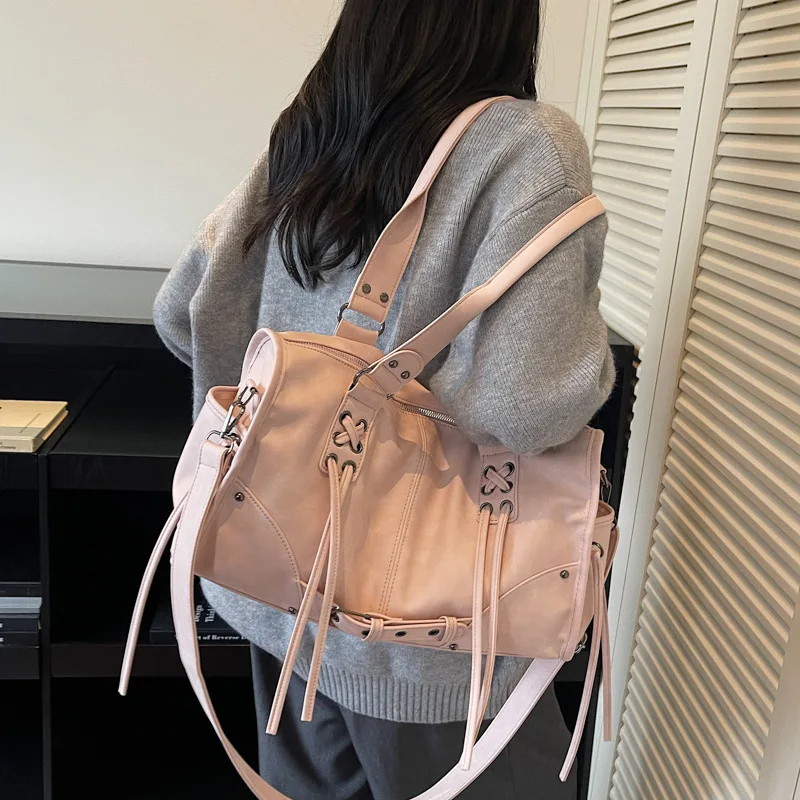 1pcs PU Workwear Style Tote Bag Wide Padded Handles Secure Main Pocket For Short Travel Shopping Simple Stain Wipe Daily Handbag